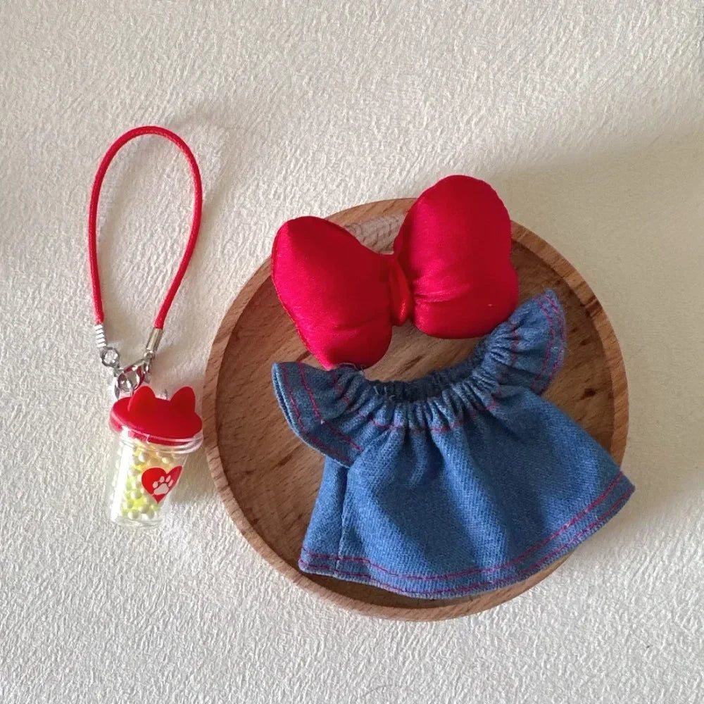 Denim Skirt Red Bow Set