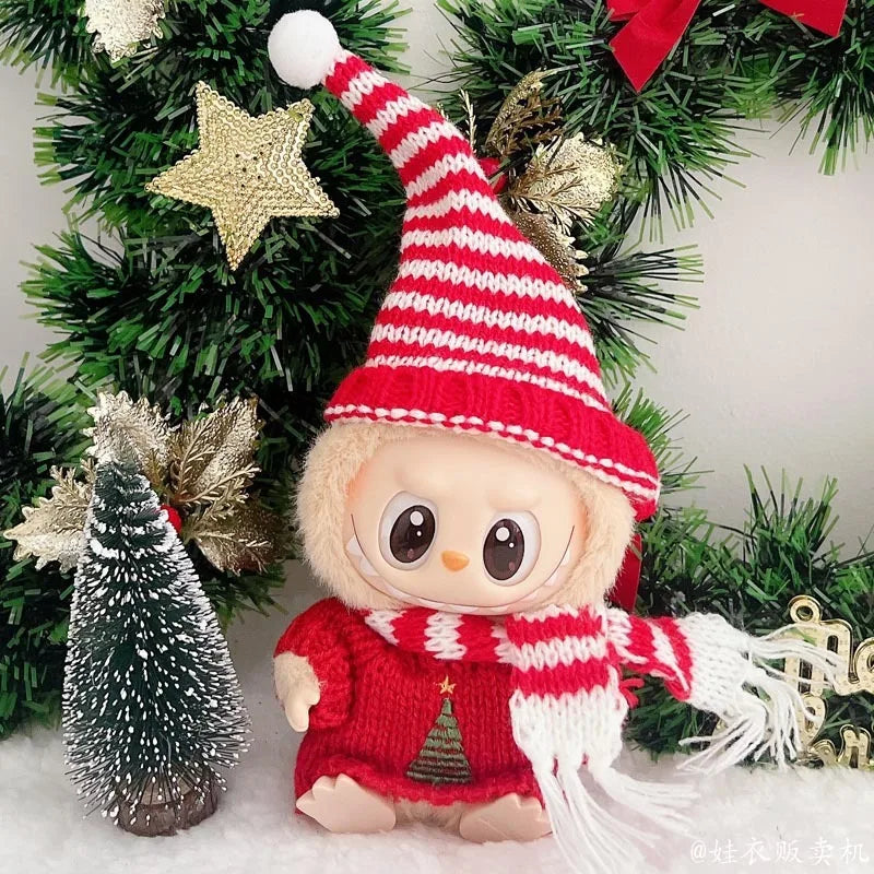Christmas Sweater Outfit for 17cm Labubu Dolls β Festive Holiday Clothes Set