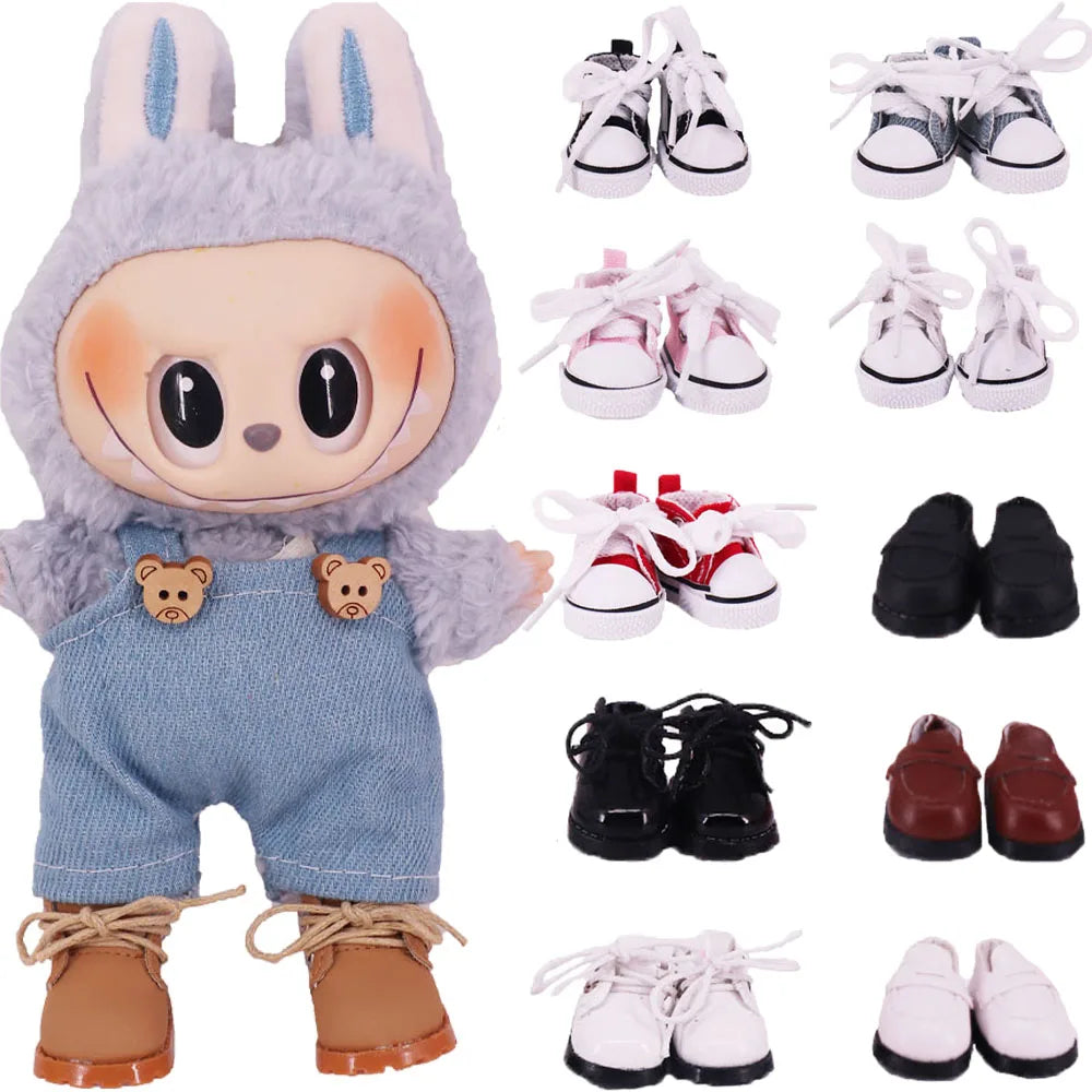 Leather Doll Shoes for 17cm Labubu