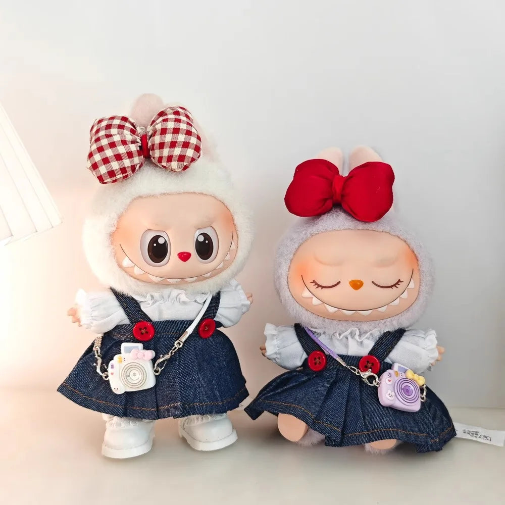 Denim Skirt Red Bow Set